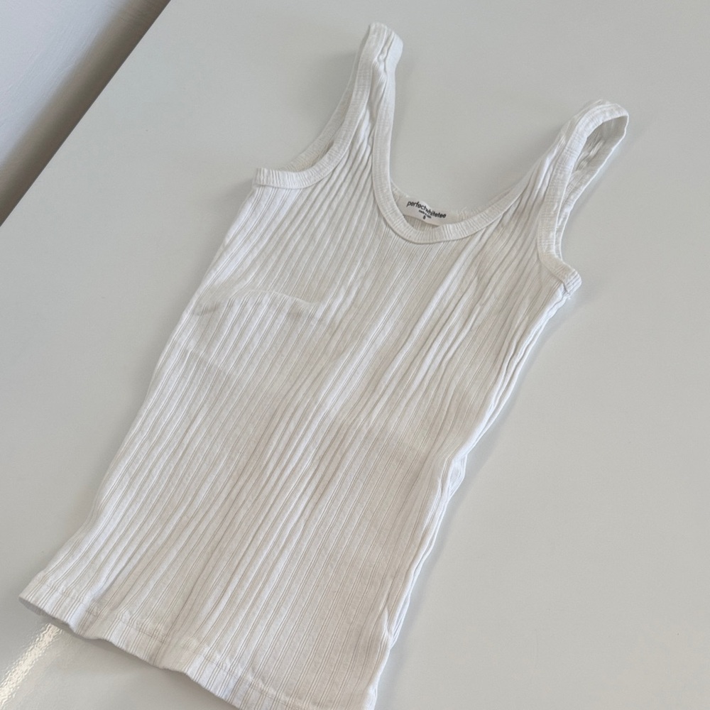 perfectwhitetee Ivory Ribbed Tank Top